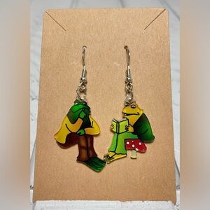 Frog And Toad Storybook Characters Acrylic Earrings Dangle/Drop Style Book Lover